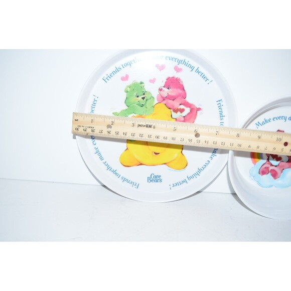 Vtg melamine Care Bears Fun Love a Lot plastic Plate Bowl set Silite - Picture 3 of 4